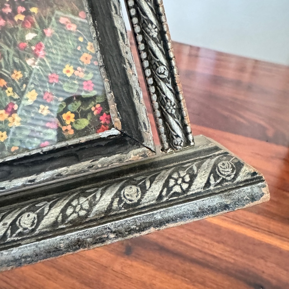 Tilt Swing Picture Frame Antique Art Deco Swinging Tabletop Carved Wood W Photo - Picture 11 of 16